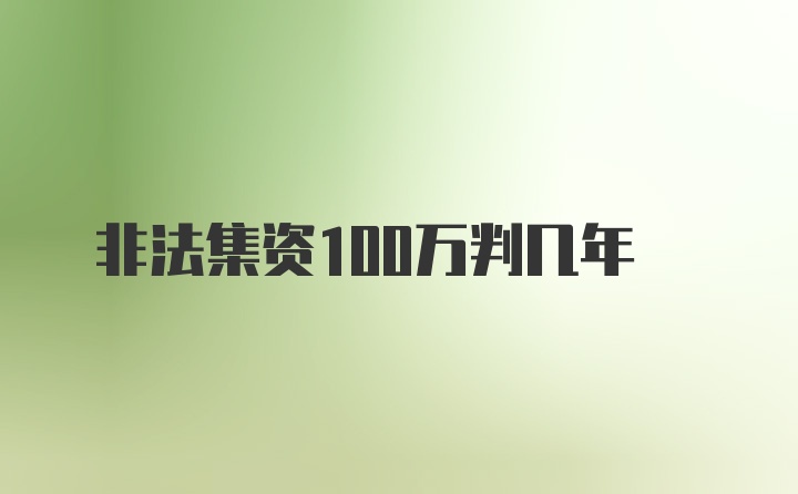 非法集资100万判几年