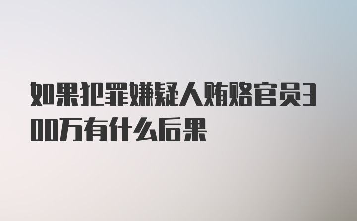 如果犯罪嫌疑人贿赂官员300万有什么后果