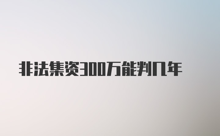 非法集资300万能判几年