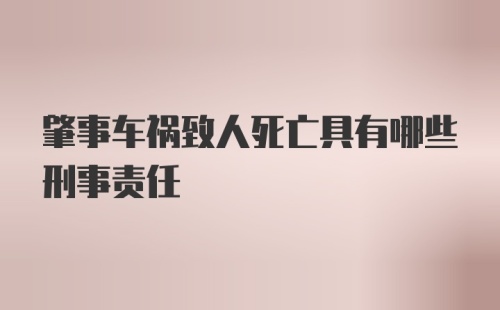 肇事车祸致人死亡具有哪些刑事责任