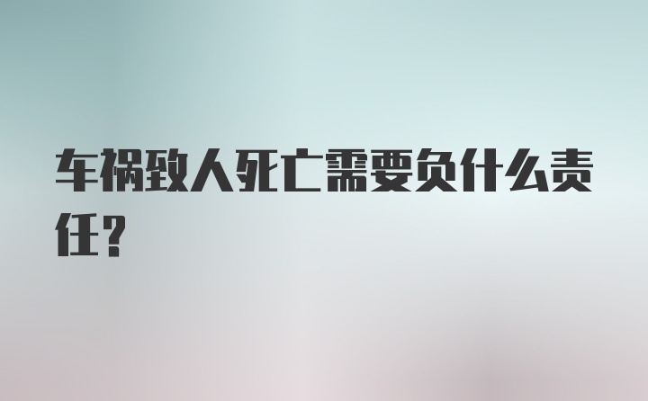 车祸致人死亡需要负什么责任?