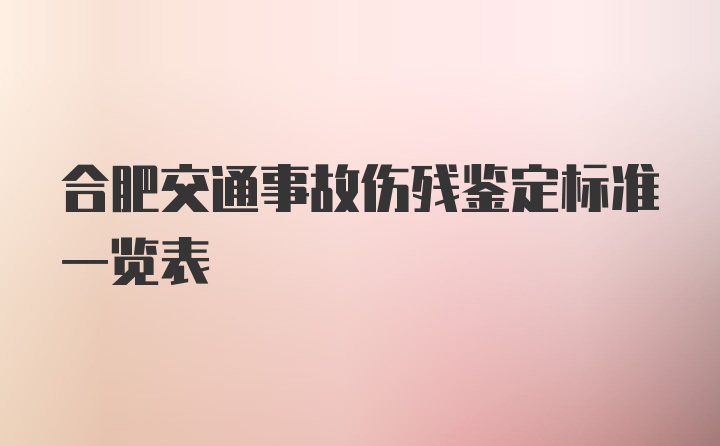 合肥交通事故伤残鉴定标准一览表