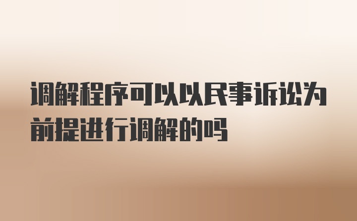 调解程序可以以民事诉讼为前提进行调解的吗