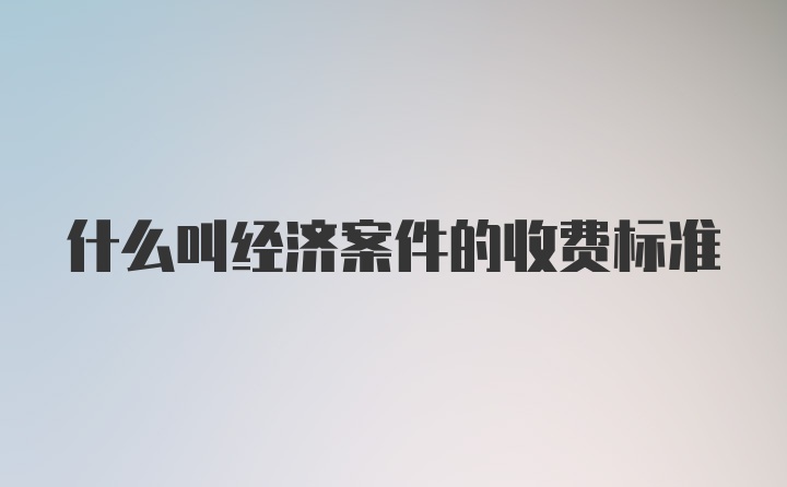 什么叫经济案件的收费标准