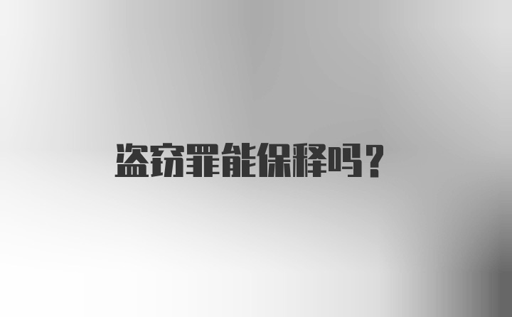 盗窃罪能保释吗？