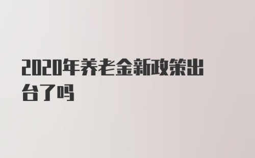 2020年养老金新政策出台了吗