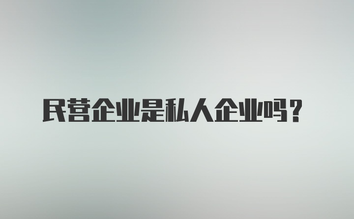 民营企业是私人企业吗？