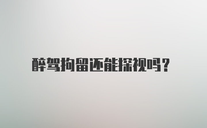 醉驾拘留还能探视吗？