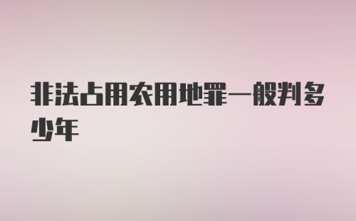 非法占用农用地罪一般判多少年