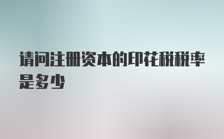 请问注册资本的印花税税率是多少