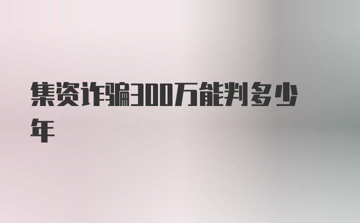 集资诈骗300万能判多少年