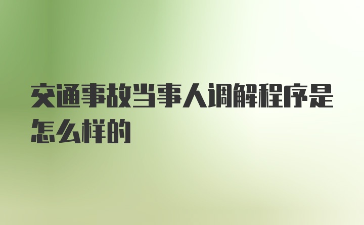 交通事故当事人调解程序是怎么样的