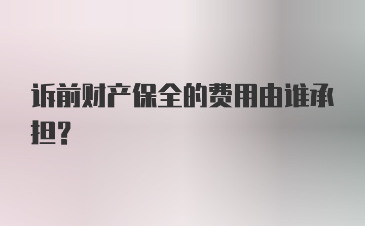 诉前财产保全的费用由谁承担？