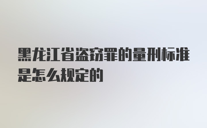 黑龙江省盗窃罪的量刑标准是怎么规定的