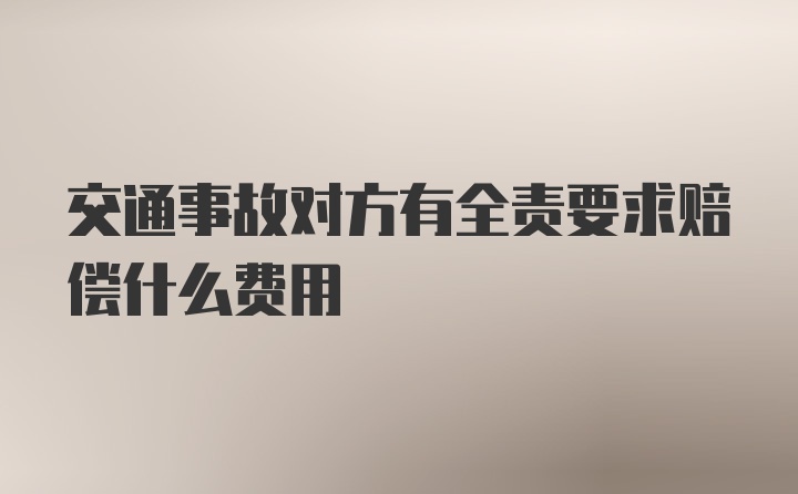 交通事故对方有全责要求赔偿什么费用