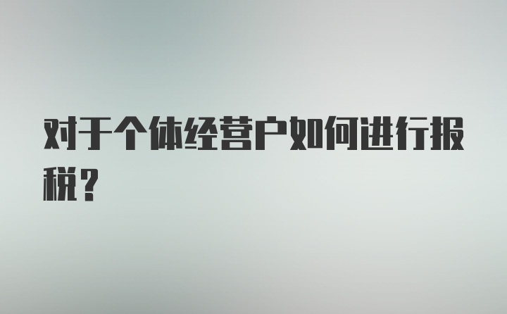 对于个体经营户如何进行报税？