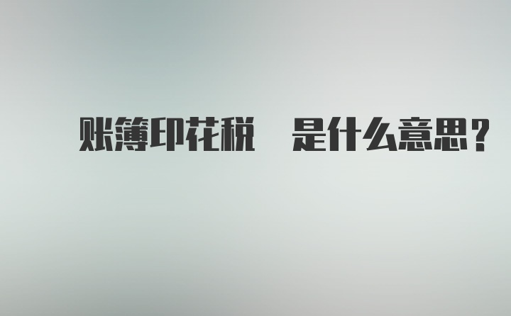  账簿印花税 是什么意思?