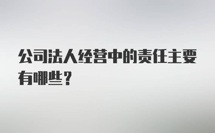 公司法人经营中的责任主要有哪些？