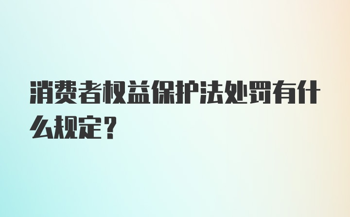 消费者权益保护法处罚有什么规定？