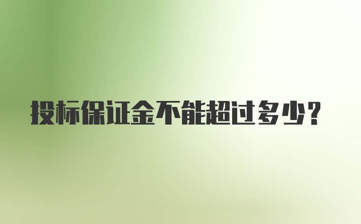 投标保证金不能超过多少？