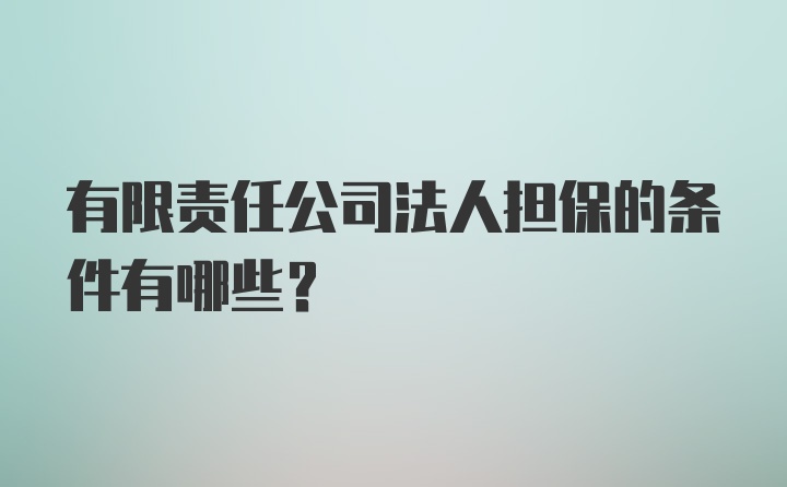 有限责任公司法人担保的条件有哪些?