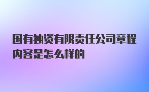 国有独资有限责任公司章程内容是怎么样的