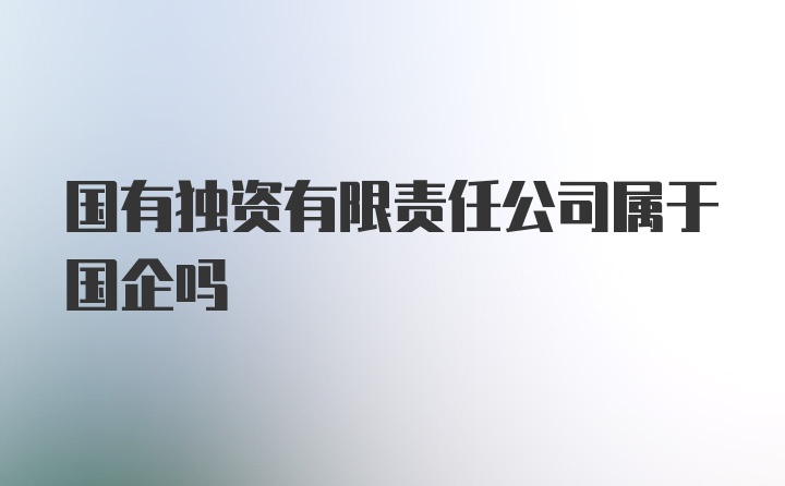 国有独资有限责任公司属于国企吗