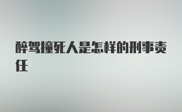 醉驾撞死人是怎样的刑事责任