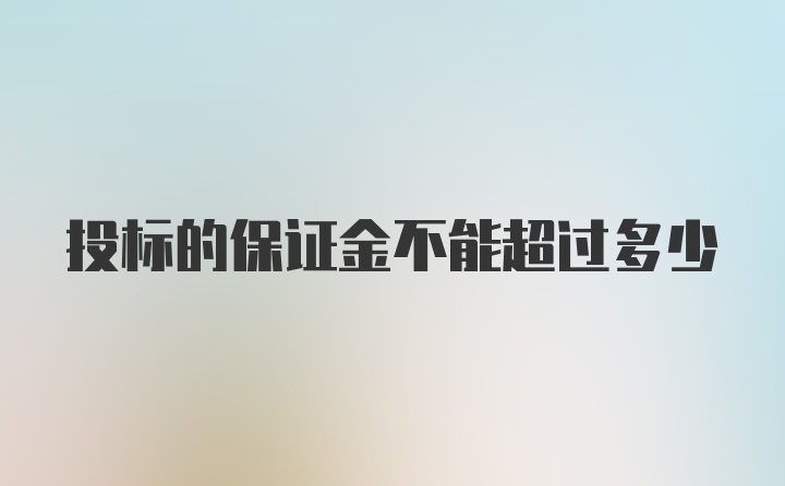 投标的保证金不能超过多少