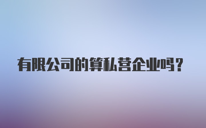 有限公司的算私营企业吗？