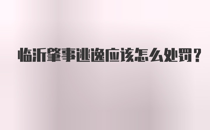临沂肇事逃逸应该怎么处罚？