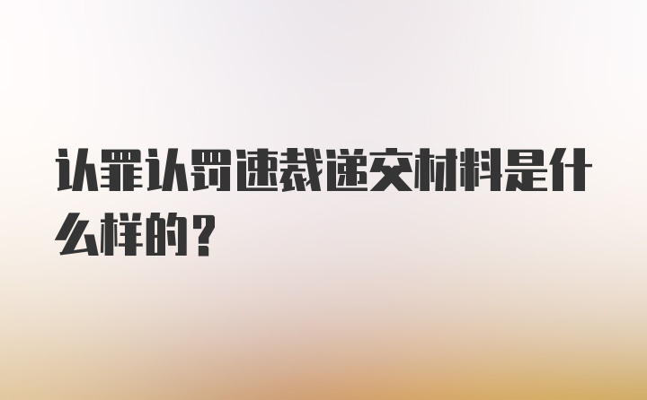 认罪认罚速裁递交材料是什么样的？