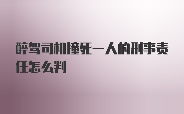 醉驾司机撞死一人的刑事责任怎么判