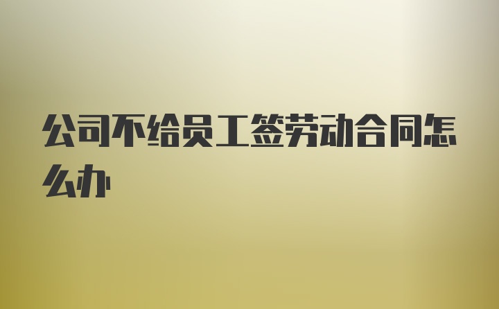 公司不给员工签劳动合同怎么办