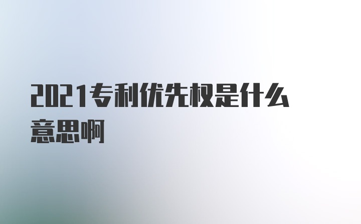 2021专利优先权是什么意思啊