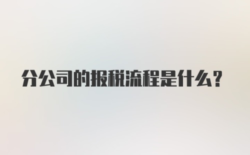 分公司的报税流程是什么？