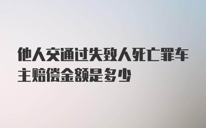 他人交通过失致人死亡罪车主赔偿金额是多少