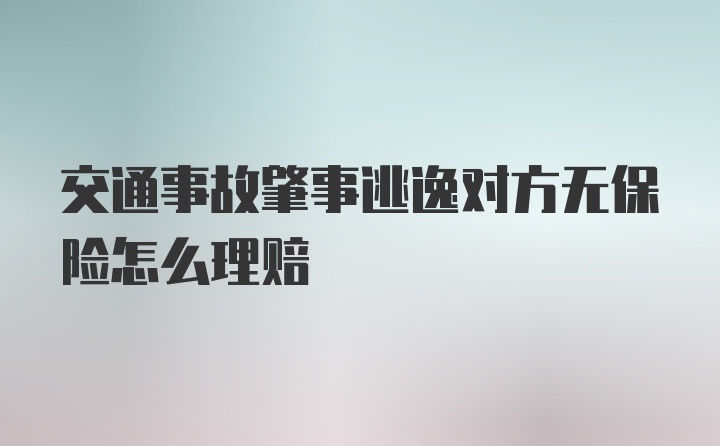 交通事故肇事逃逸对方无保险怎么理赔