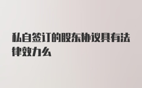 私自签订的股东协议具有法律效力么