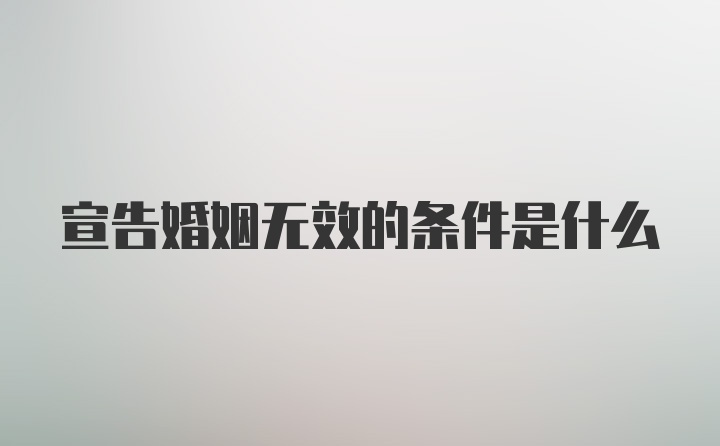 宣告婚姻无效的条件是什么