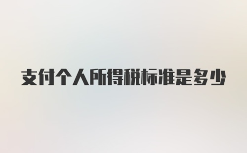 支付个人所得税标准是多少