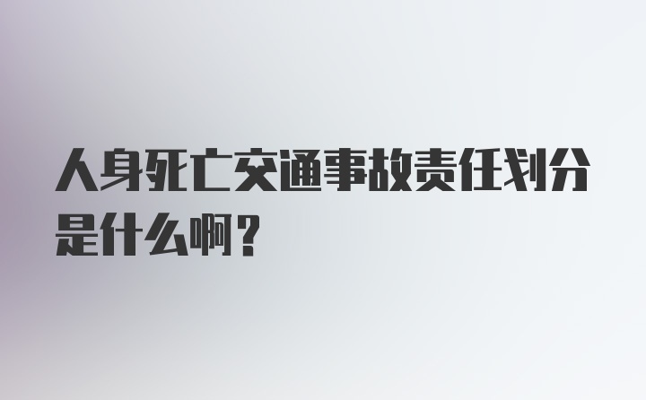 人身死亡交通事故责任划分是什么啊？