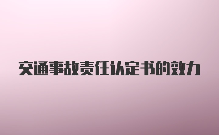 交通事故责任认定书的效力