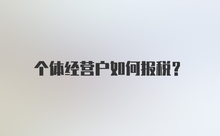 个体经营户如何报税？