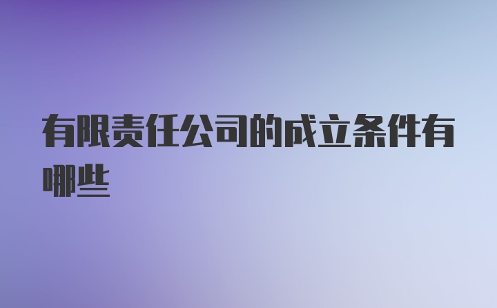 有限责任公司的成立条件有哪些