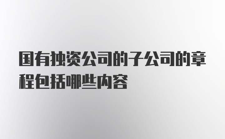 国有独资公司的子公司的章程包括哪些内容