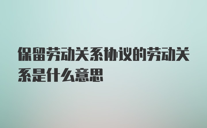 保留劳动关系协议的劳动关系是什么意思