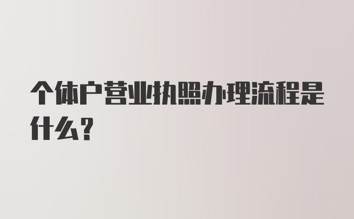 个体户营业执照办理流程是什么？