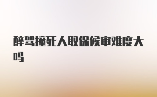 醉驾撞死人取保候审难度大吗