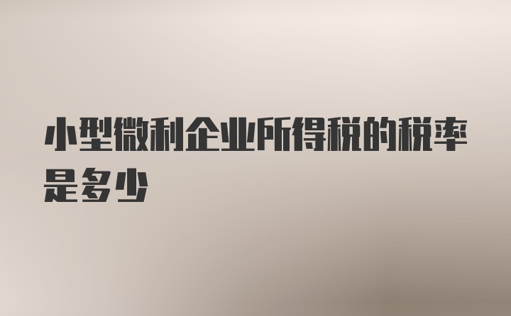 小型微利企业所得税的税率是多少